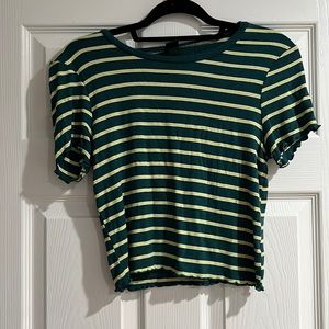 Green Stripped Cropped Top